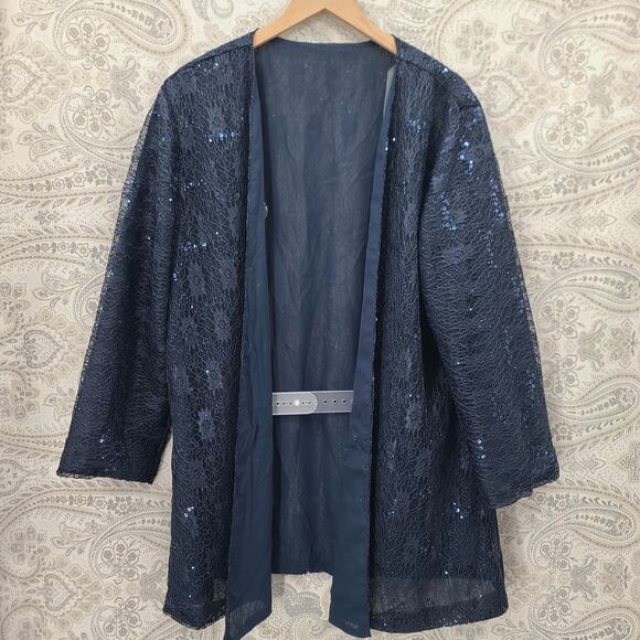 Three piece lace navy blue suit Mother of the Bride Size 24 formal wedding party - Picture 12 of 16